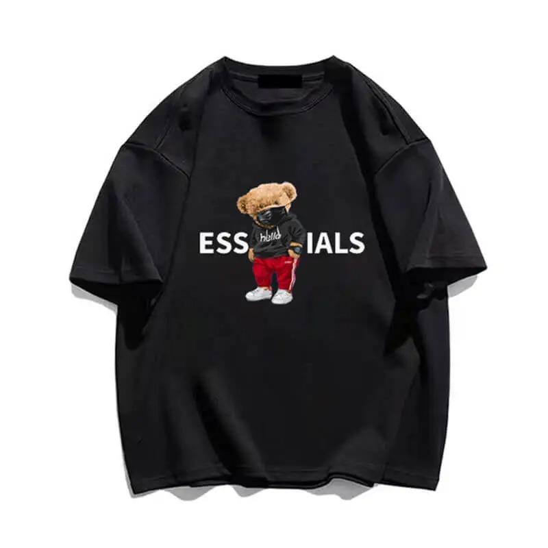 Korea-Style-Bear-Essentials-Black-T-Shirt